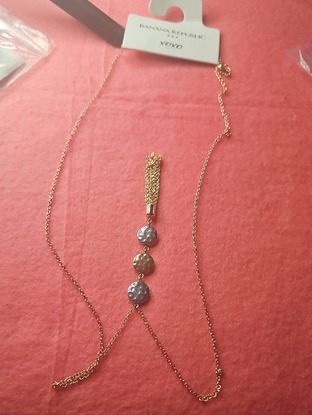 Banana Republic Gold Multi-Tone Disc Tassel Necklace